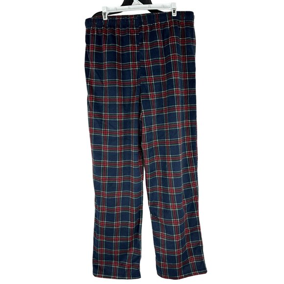 St Johns Bay Mens Plaid Lounge Pants Size Large Polyester Navy Red Green Check - Picture 4 of 6